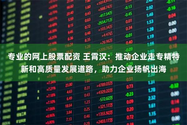 专业的网上股票配资 王霄汉：推动企业走专精特新和高质量发展道路，助力企业扬帆出海