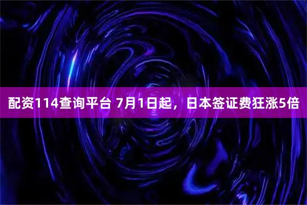 配资114查询平台 7月1日起，日本签证费狂涨5倍
